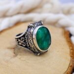 Handmade Sterling Silver Emerald Ring for Men: May Birthstone