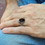 Handmade Sterling Silver Mens Ring: Oval Black Onyx Gemstone - Image 4