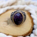 Faceted Amethyst Ring for Men: Sterling Silver, Handmade February Birthstone - Image 4