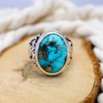 Handmade Turquoise Sterling Silver Ring: Ottoman Style Mens Jewelry - Image 4