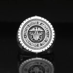 Sterling Silver US Navy Ring: Military Signet, Eagle Shield - Image 3