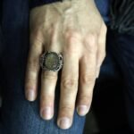 Handmade Sterling Silver Men's Ring: Gold Rutile Quartz Gemstone - Image 8