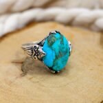 Handmade Turquoise Ring for Men: Rustic Sterling Silver, Vintage Style - Image 2