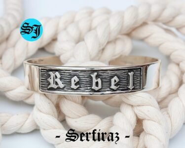 Bold Oxidized Rebel Cuff Bracelet – Sterling Silver Viking Bangle - Image 5