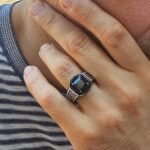 Handmade Sterling Silver Mens Ring: Black Onyx Princess Cut Stone - Image 4