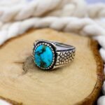 Minimalist Turquoise Ring for Men: Sterling Silver Boho Band - Image 4