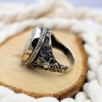 Powerful Turquoise Mens Ring – Handmade Sterling Silver Ottoman Style - Image 5