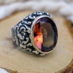 Color Changing Sultanite Ring: Embossed Sterling Silver Zultanite Statement Ring - Image 2