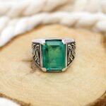 Radiant Paraiba Tourmaline Ring – Emerald Cut Sterling Silver Statement - Image 3
