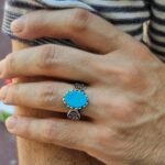 Blue Turquoise Sterling Silver Ring - Handmade Statement Pinky Ring - Image 2