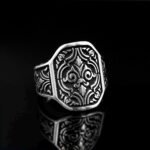 Sterling Silver Men’s Ring – Vintage Style Engraved Statement Ring, Gothic Ottoman Pattern, Handmade Antique Style Jewelry, Gift for Him
