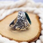 Bold Emerald Sterling Silver Ring for Men – Vintage Green Statement - Image 6
