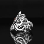 Sterling Silver Dragon Ring with Red Agate - Fantasy Jewelry - Image 4