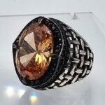 Yellow Citrine Sterling Silver Ring for Men: Handmade Boho Gemstone - Image 5
