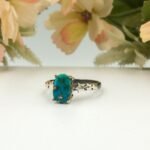 Natural Turquoise Star Pattern Solid Sterling Silver Ring 925 - Image 3