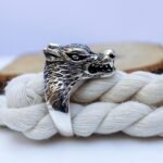 Sterling Silver Wolf Head Biker Ring: Gothic Motorcycle Jewelry - Image 4