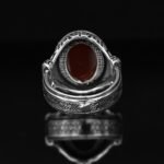 Handmade Sterling Silver Red Agate Ring: Vintage Art Deco Style - Image 9
