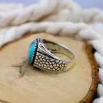 Minimalist Turquoise Ring for Men: Sterling Silver Boho Band - Image 5