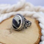 Zebra Jasper Ring for Men: Sterling Silver Rustic Tribal Band - Image 2