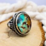 Powerful Turquoise Mens Ring – Handmade Sterling Silver Ottoman Style - Image 2