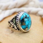 Handmade Turquoise Sterling Silver Ring: Ottoman Style Mens Jewelry - Image 2