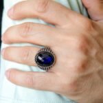 Blue Sapphire Ring for Men: Black Zircon Sterling Silver Statement - Image 8