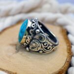 Handmade Turquoise Ring for Men: Sterling Silver Boho Statement Jewelry - Image 6