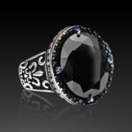 925 Sterling Silver Oval Black Onyx Ring - Ottoman Style Turkish Jewelry - Bold Statement Ring