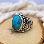 Handmade Turquoise Ring for Men: Sterling Silver Boho Statement Jewelry - Image 3