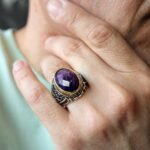 Faceted Amethyst Ring for Men: Sterling Silver, Handmade February Birthstone - Image 9