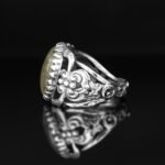 Handmade Sterling Silver Men's Ring: Gold Rutile Quartz Gemstone - Image 5