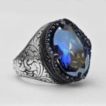 Rainbow Mystic Topaz Sterling Silver Men's Ring - Art Deco Handmade - Image 7