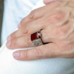 Handmade Fire Amber Ring for Men: Patterned Sterling Silver Band - Image 7