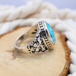 Handmade Turquoise Sterling Silver Ring: Ottoman Style Mens Jewelry - Image 5