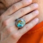 Powerful Turquoise Mens Ring – Handmade Sterling Silver Ottoman Style - Image 8