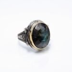 Handmade Labradorite Sterling Silver Ring - Boho Mens Statement Jewelry - Image 2