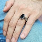 Handmade Sterling Silver Mens Ring: Oval Black Onyx Gemstone - Image 6