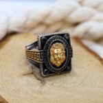 Powerful Sterling Silver Lion Head Ring – Gold Black Gothic Warrior Jewelry - Image 2