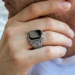 Black Onyx Sterling Silver Signet Ring - Square Stone, Mens Jewelry - Image 8