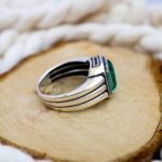 Radiant Emerald Cut Green Paraiba Ring – Sterling Silver Neon Statement - Image 6