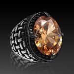 Yellow Citrine Sterling Silver Ring for Men: Handmade Boho Gemstone