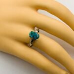 Natural Turquoise Star Pattern Solid Sterling Silver Ring 925 - Image 6