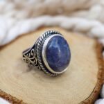 Natural Tanzanite Sterling Silver Ring elegant December birthstone jewelry