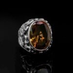 Color Changing Sultanite Ring: Embossed Sterling Silver Zultanite Statement Ring