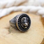 Sterling Silver Lion Ring: Black Onyx Stone, Gothic Warrior Jewelry - Image 2