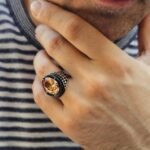Yellow Citrine Sterling Silver Ring for Men: Handmade Boho Gemstone - Image 2