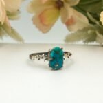 Natural Turquoise Star Pattern Solid Sterling Silver Ring 925
