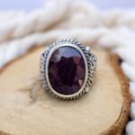 Bold Sterling Silver Mens Ruby Ring – Vintage July Birthstone - Image 3
