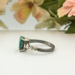 Natural Turquoise Star Pattern Solid Sterling Silver Ring 925 - Image 4