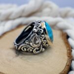 Handmade Turquoise Ring for Men: Sterling Silver Boho Statement Jewelry - Image 5